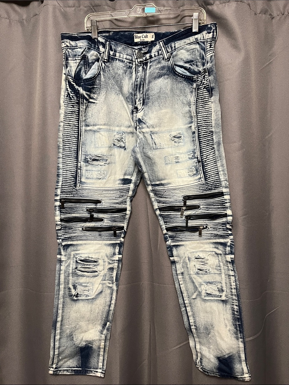 Blue Cult Men's Relaxed Biker Jeans - Light Acid Blue